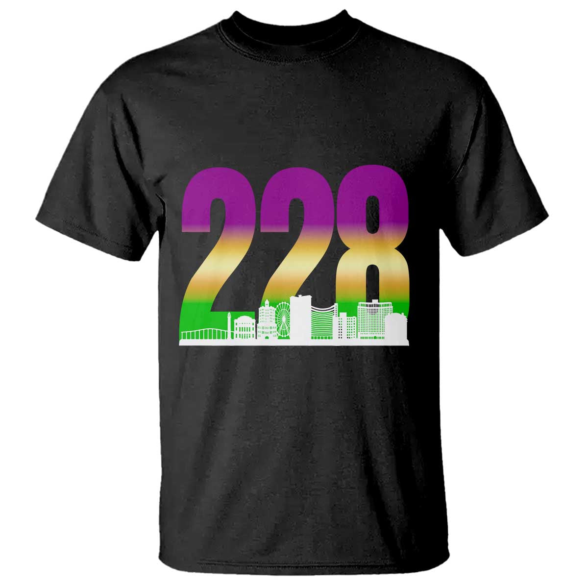 Funny Mardi Gras In Biloxi Mississippi T Shirt 228 Skyline Area Code