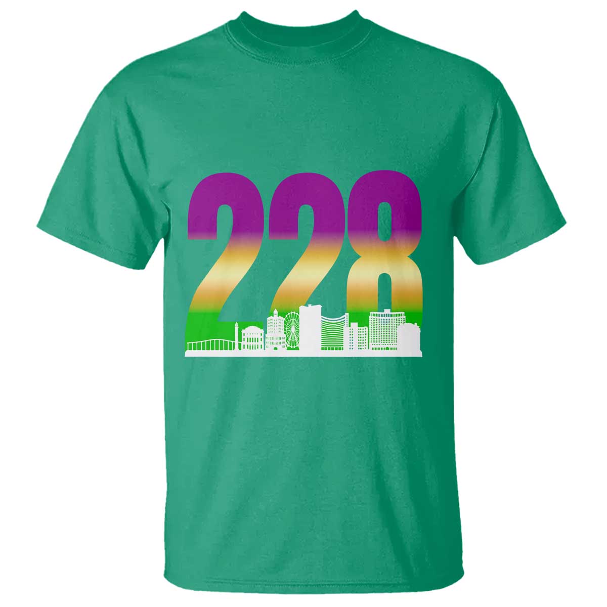 Funny Mardi Gras In Biloxi Mississippi T Shirt 228 Skyline Area Code
