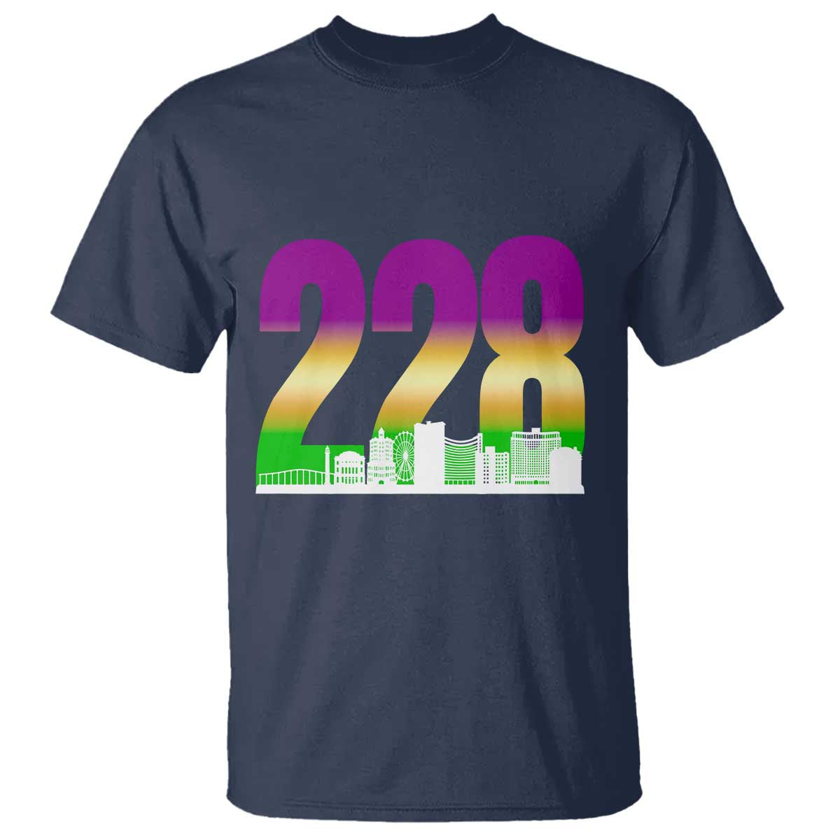 Funny Mardi Gras In Biloxi Mississippi T Shirt 228 Skyline Area Code