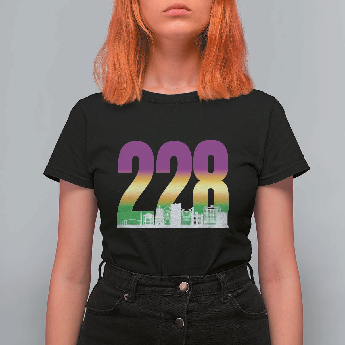 Funny Mardi Gras In Biloxi Mississippi T Shirt For Women 228 Skyline Area Code