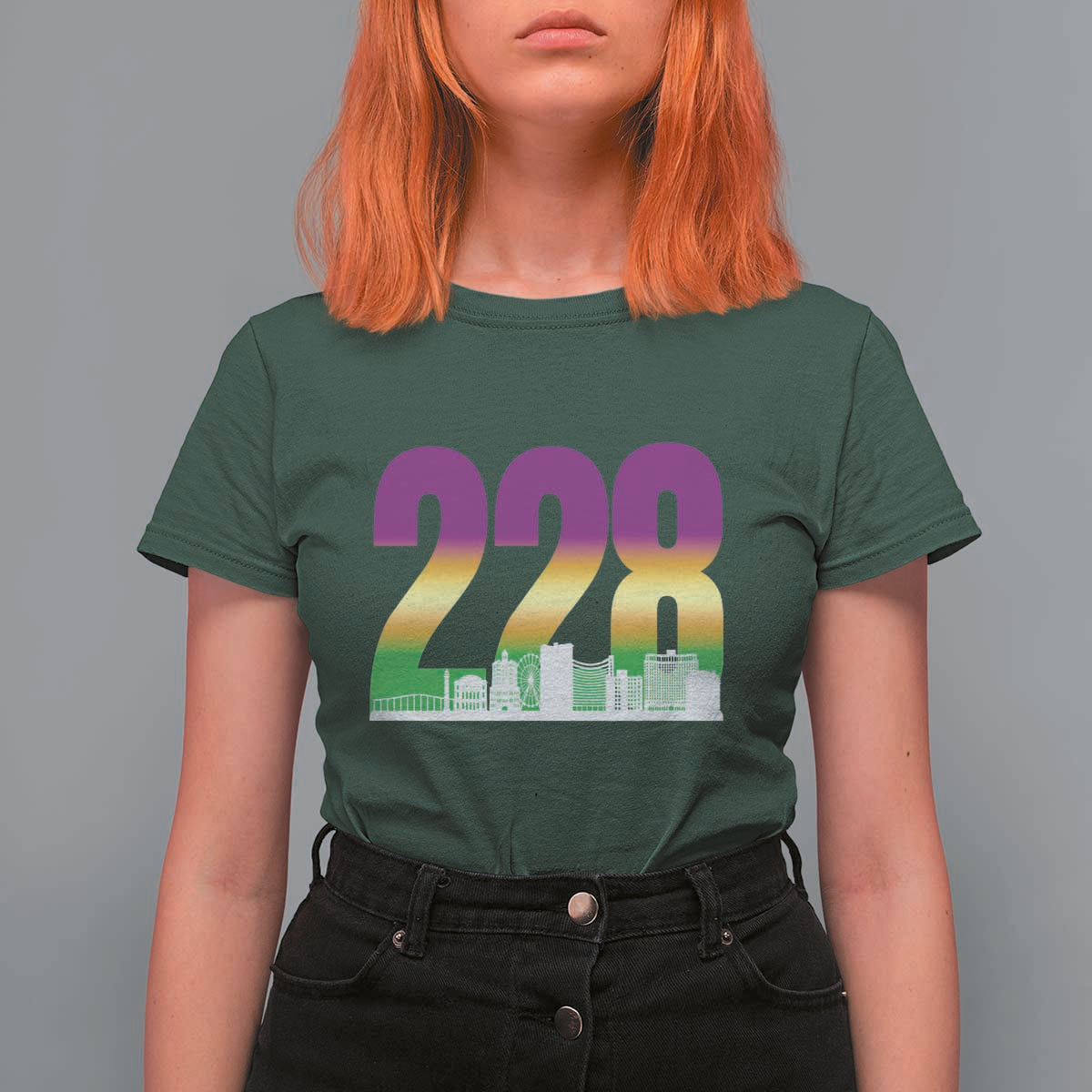 Funny Mardi Gras In Biloxi Mississippi T Shirt For Women 228 Skyline Area Code