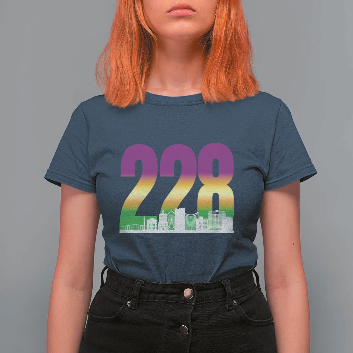Funny Mardi Gras In Biloxi Mississippi T Shirt For Women 228 Skyline Area Code