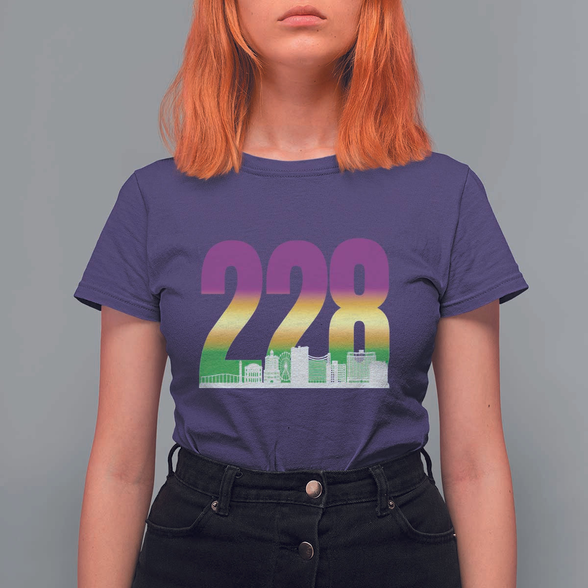 Funny Mardi Gras In Biloxi Mississippi T Shirt For Women 228 Skyline Area Code