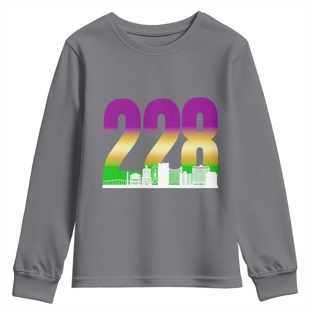 Funny Mardi Gras In Biloxi Mississippi Youth Sweatshirt 228 Skyline Area Code