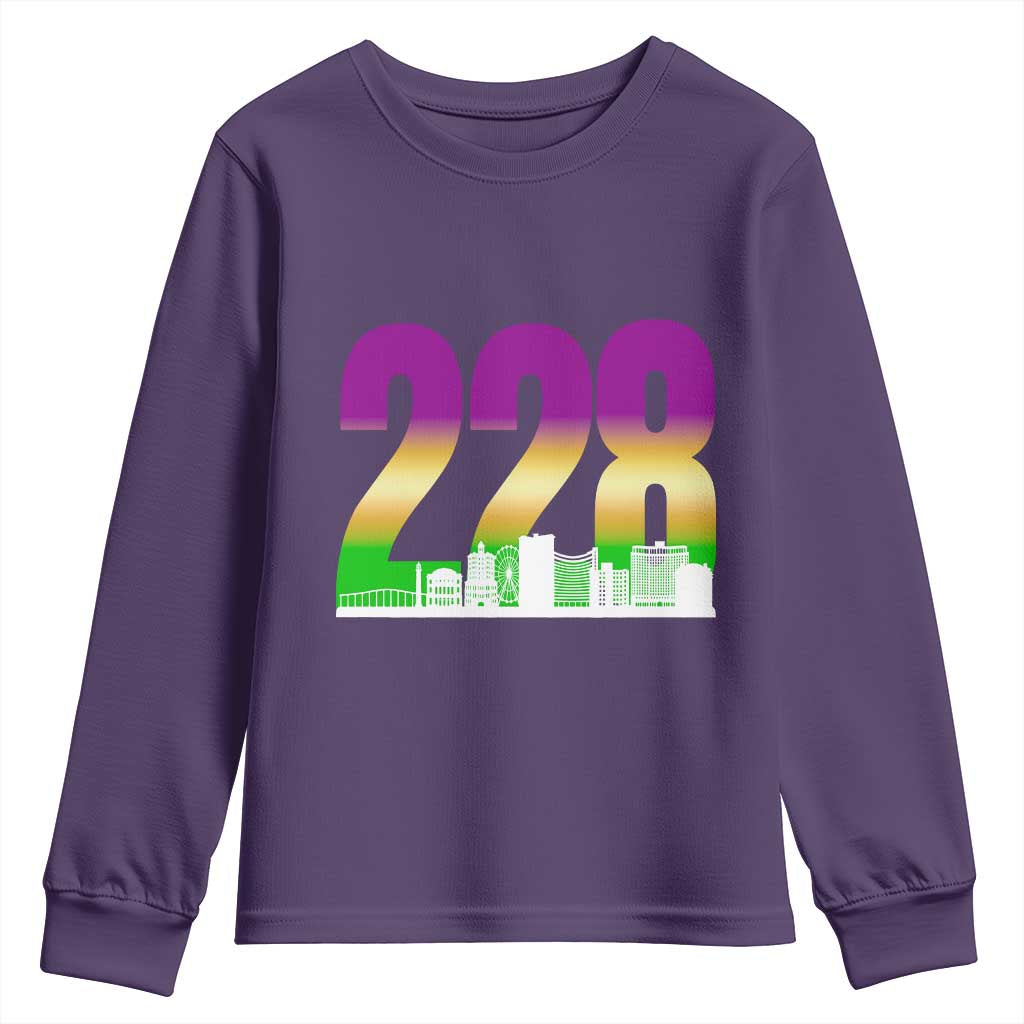 Funny Mardi Gras In Biloxi Mississippi Youth Sweatshirt 228 Skyline Area Code