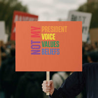 Not My President Not My Voice Not My Values Not My Beliefs Protest Sign Vintage Rainbow Text - Wonder Print Shop