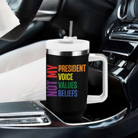 Not My President Not My Voice Not My Values Not My Beliefs Tumbler With Handle Vintage Rainbow Text
