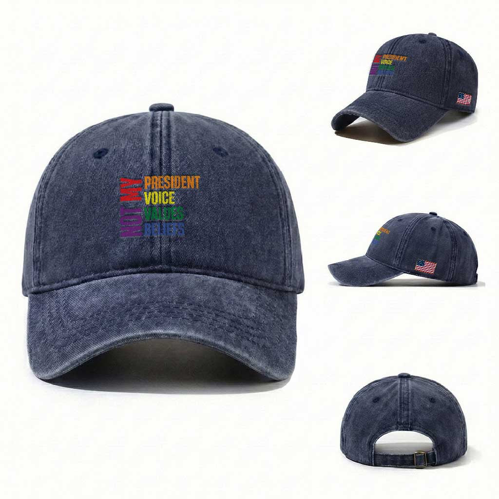 Not My President Not My Voice Not My Values Not My Beliefs Washed Cotton Baseball Cap Vintage Rainbow Text