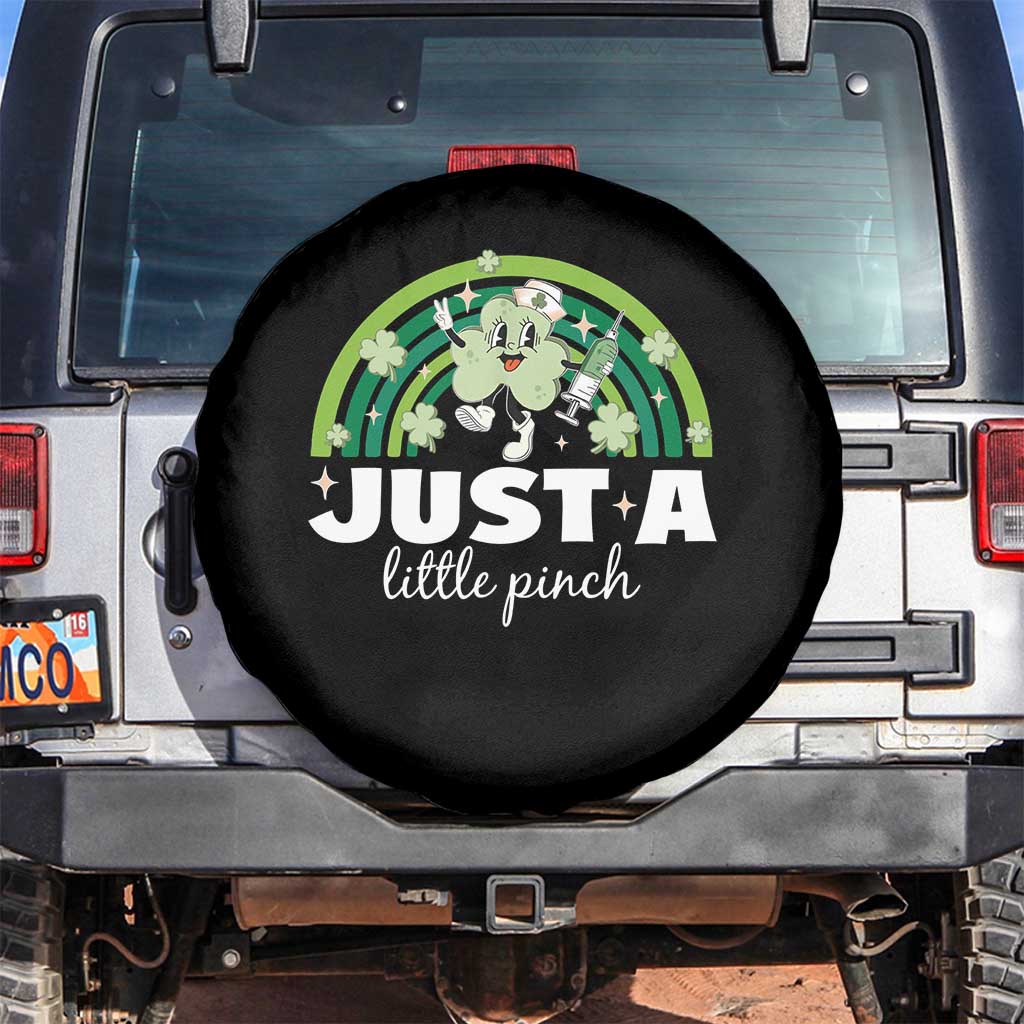 Funny St Patrick's Day Nurse Spare Tire Cover Just A Little Pinch Rainbow Shamrock
