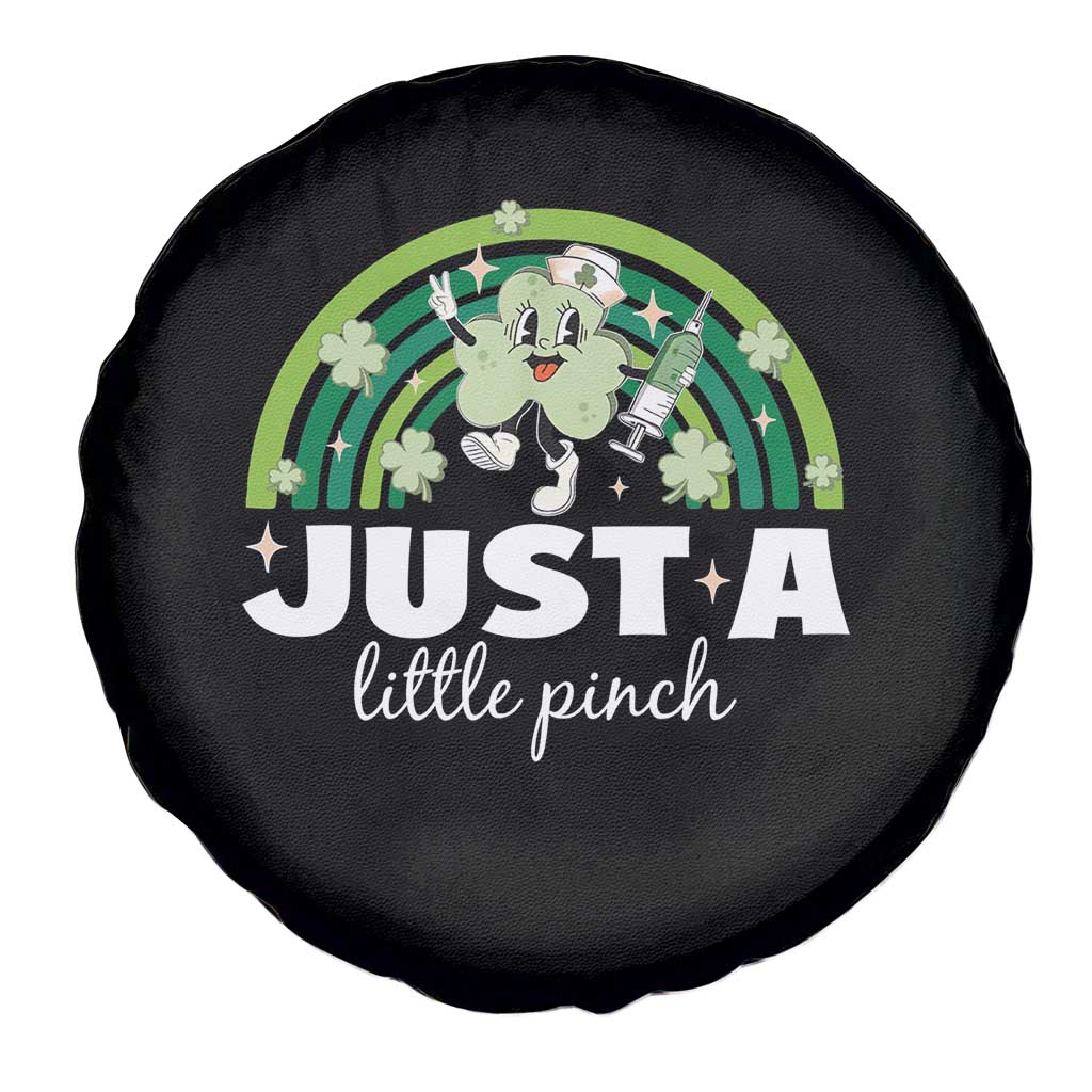 Funny St Patrick's Day Nurse Spare Tire Cover Just A Little Pinch Rainbow Shamrock