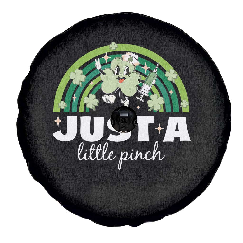 Funny St Patrick's Day Nurse Spare Tire Cover Just A Little Pinch Rainbow Shamrock