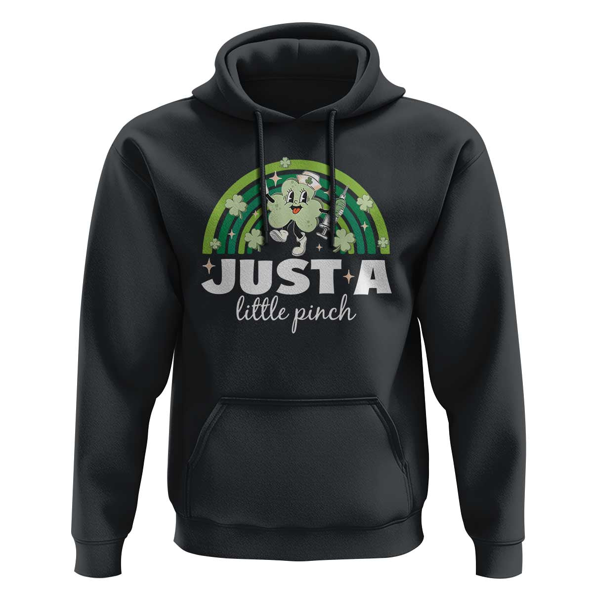 Funny St Patrick's Day Nurse Hoodie Just A Little Pinch Rainbow Shamrock