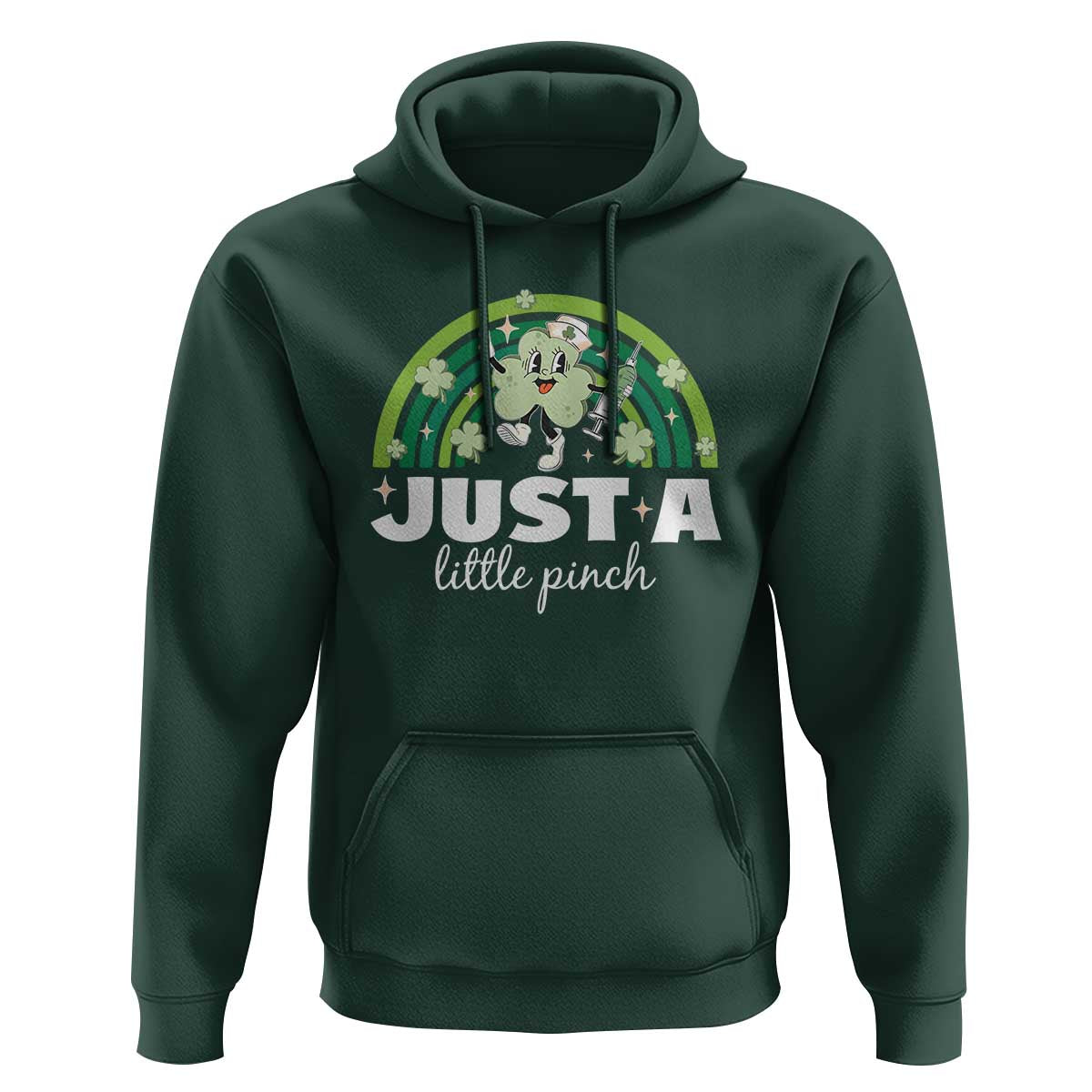 Funny St Patrick's Day Nurse Hoodie Just A Little Pinch Rainbow Shamrock