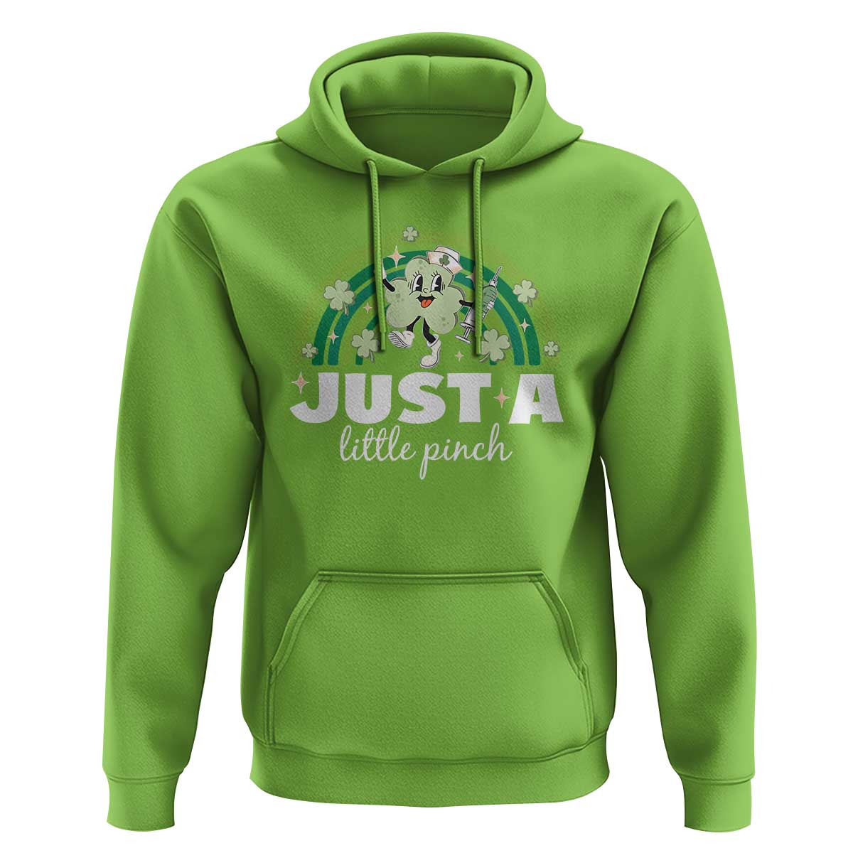 Funny St Patrick's Day Nurse Hoodie Just A Little Pinch Rainbow Shamrock