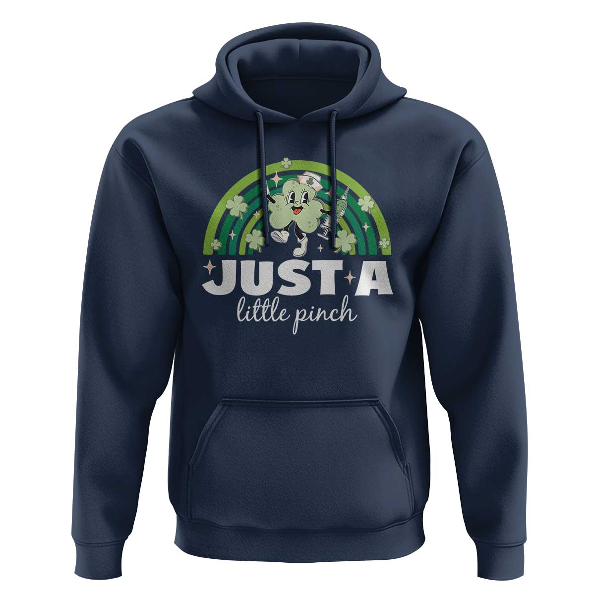 Funny St Patrick's Day Nurse Hoodie Just A Little Pinch Rainbow Shamrock