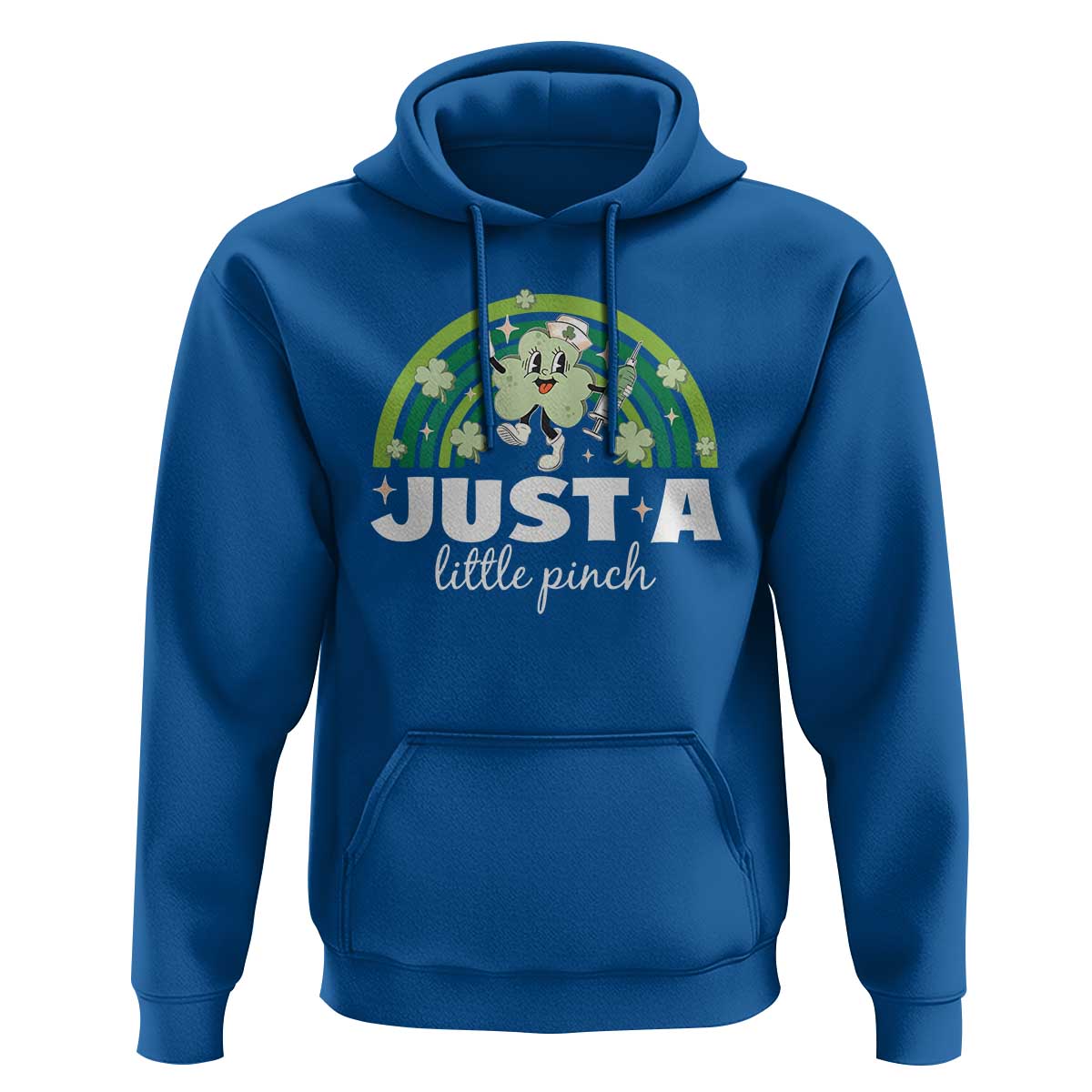 Funny St Patrick's Day Nurse Hoodie Just A Little Pinch Rainbow Shamrock