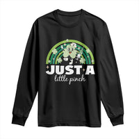 Funny St Patrick's Day Nurse Long Sleeve Shirt Just A Little Pinch Rainbow Shamrock