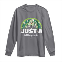 Funny St Patrick's Day Nurse Long Sleeve Shirt Just A Little Pinch Rainbow Shamrock