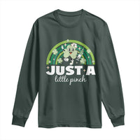 Funny St Patrick's Day Nurse Long Sleeve Shirt Just A Little Pinch Rainbow Shamrock