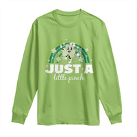 Funny St Patrick's Day Nurse Long Sleeve Shirt Just A Little Pinch Rainbow Shamrock