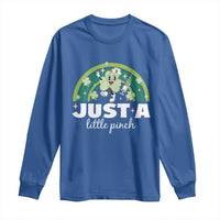 Funny St Patrick's Day Nurse Long Sleeve Shirt Just A Little Pinch Rainbow Shamrock