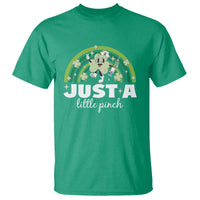 Funny St Patrick's Day Nurse T Shirt Just A Little Pinch Rainbow Shamrock