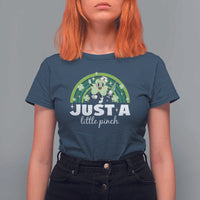 Funny St Patrick's Day Nurse T Shirt For Women Just A Little Pinch Rainbow Shamrock