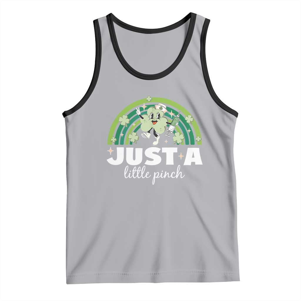 Funny St Patrick's Day Nurse Tank Top Just A Little Pinch Rainbow Shamrock