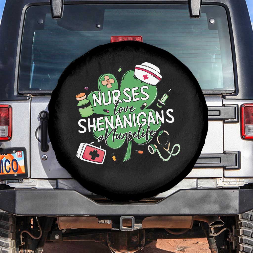 Funny St Patrick's Day Nurse Spare Tire Cover Nurses Love Shenanigans Nurse Life Shamrock