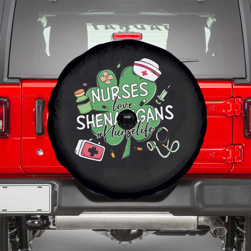 Funny St Patrick's Day Nurse Spare Tire Cover Nurses Love Shenanigans Nurse Life Shamrock