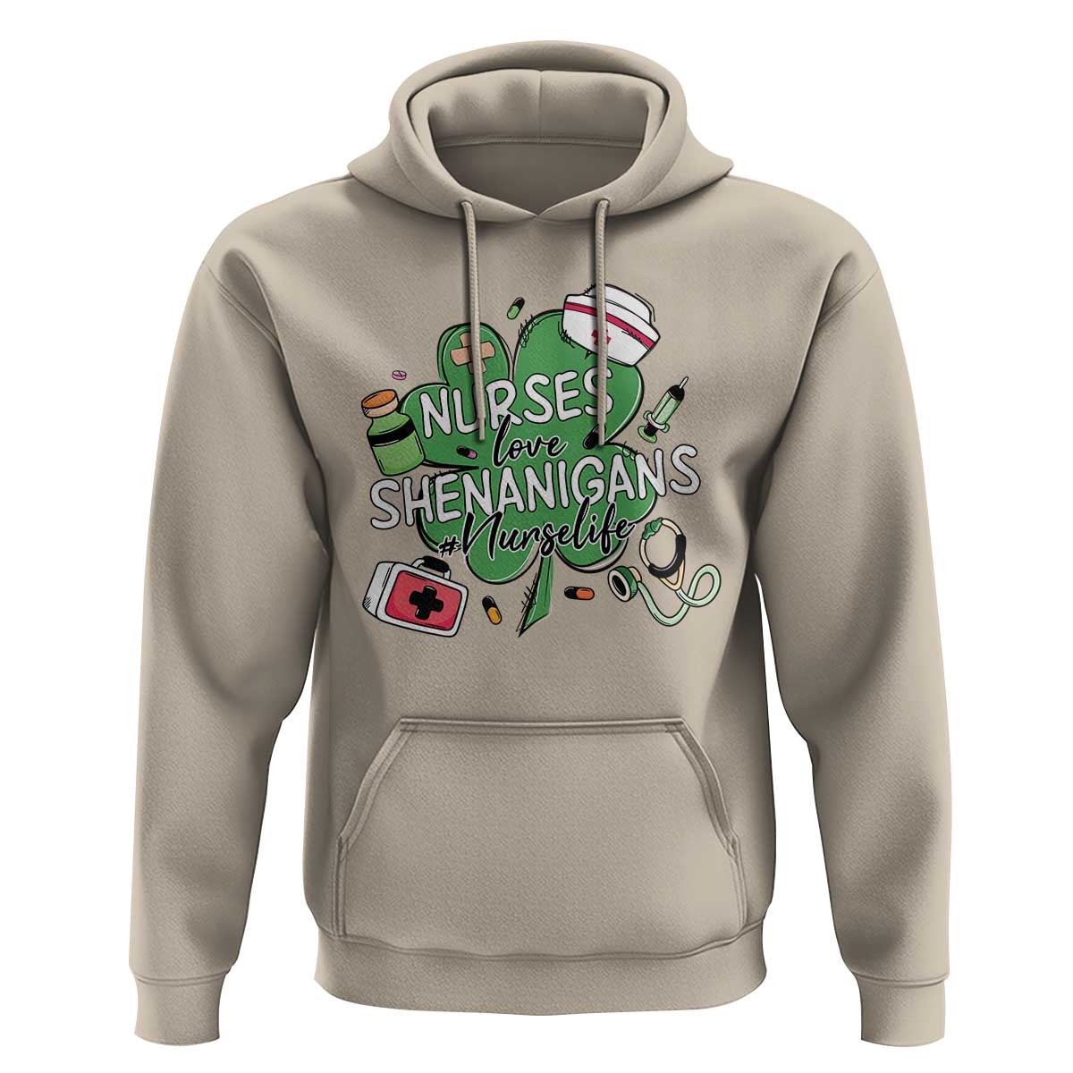 Funny St Patrick's Day Nurse Hoodie Nurses Love Shenanigans Nurse Life Shamrock