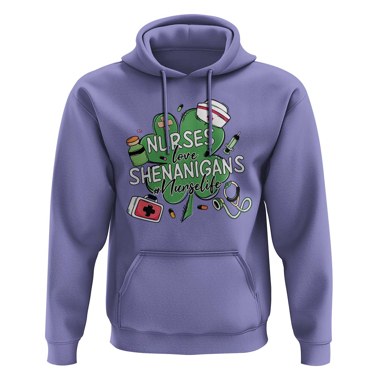 Funny St Patrick's Day Nurse Hoodie Nurses Love Shenanigans Nurse Life Shamrock
