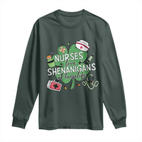 Funny St Patrick's Day Nurse Long Sleeve Shirt Nurses Love Shenanigans Nurse Life Shamrock