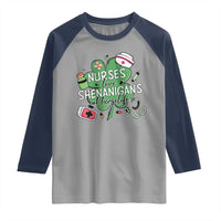 Funny St Patrick's Day Nurse Raglan Shirt Nurses Love Shenanigans Nurse Life Shamrock