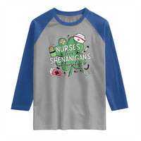 Funny St Patrick's Day Nurse Raglan Shirt Nurses Love Shenanigans Nurse Life Shamrock