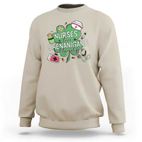 Funny St Patrick's Day Nurse Sweatshirt Nurses Love Shenanigans Nurse Life Shamrock
