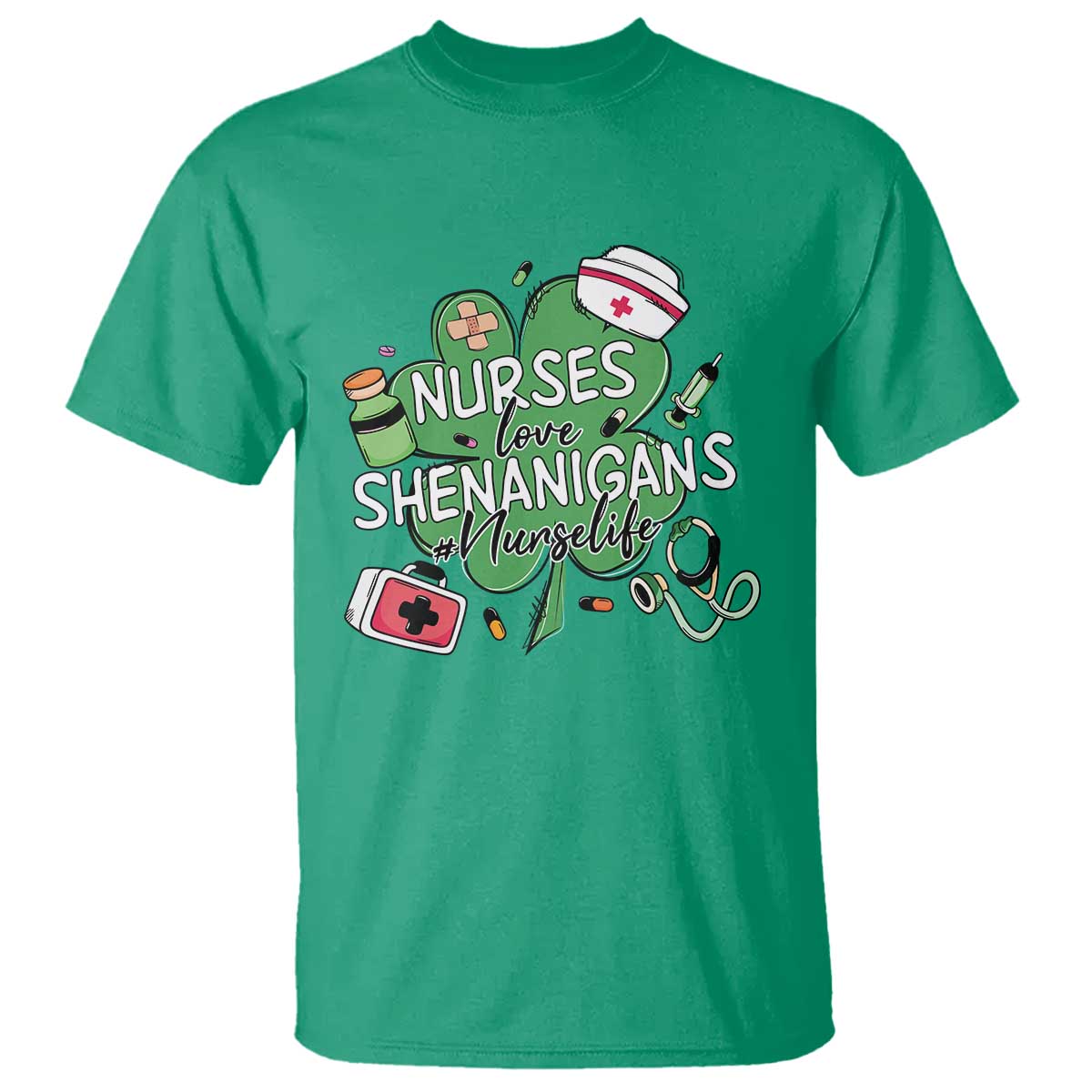 Funny St Patrick's Day Nurse T Shirt Nurses Love Shenanigans Nurse Life Shamrock