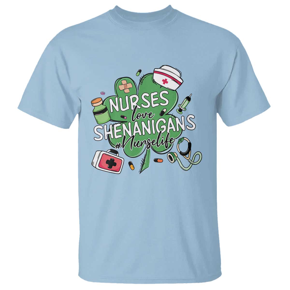 Funny St Patrick's Day Nurse T Shirt Nurses Love Shenanigans Nurse Life Shamrock