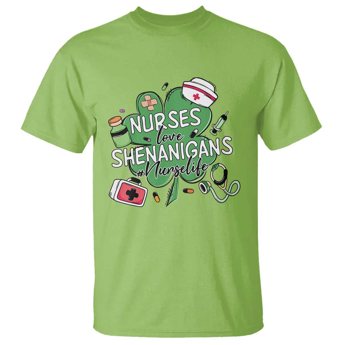 Funny St Patrick's Day Nurse T Shirt Nurses Love Shenanigans Nurse Life Shamrock