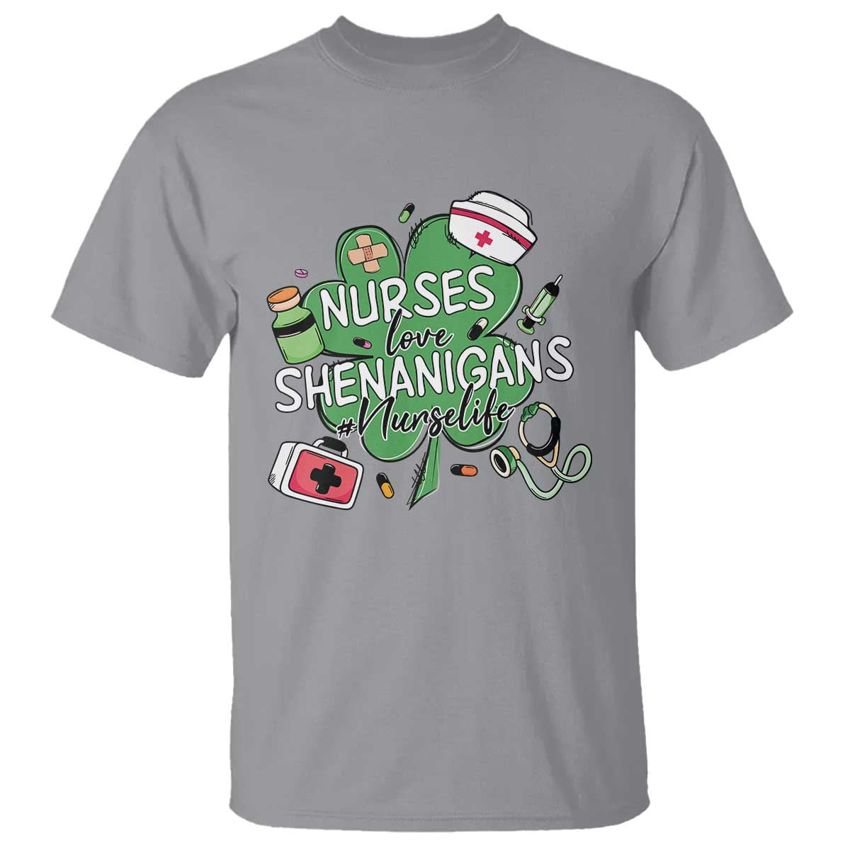 Funny St Patrick's Day Nurse T Shirt Nurses Love Shenanigans Nurse Life Shamrock