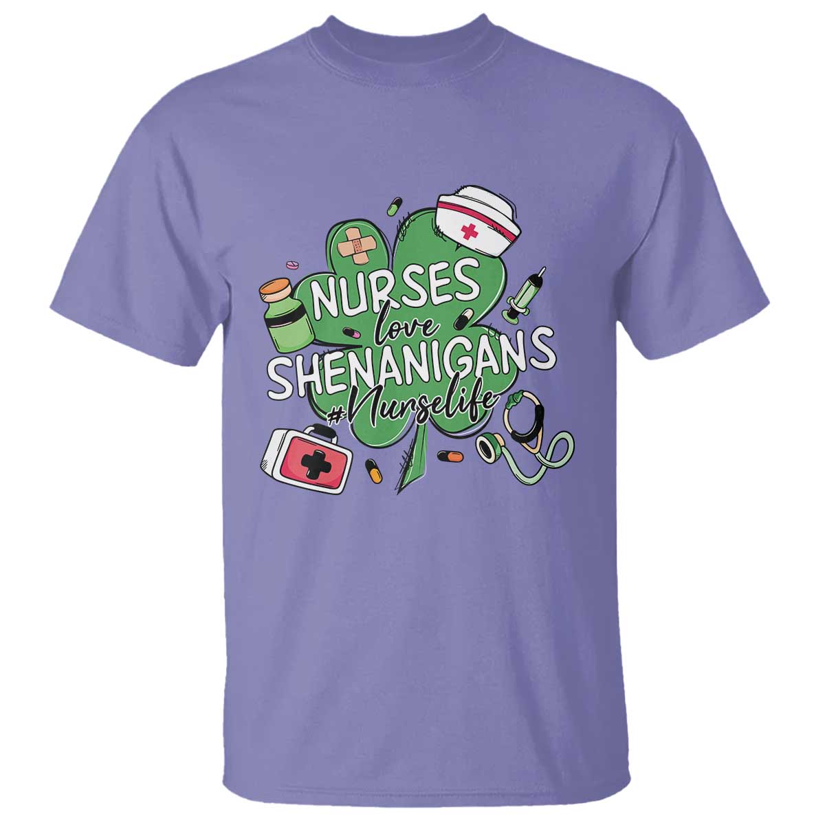 Funny St Patrick's Day Nurse T Shirt Nurses Love Shenanigans Nurse Life Shamrock