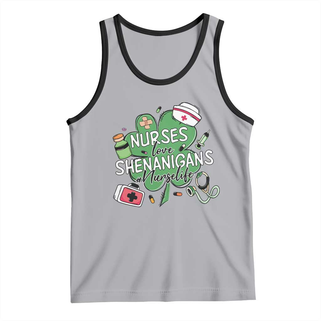 Funny St Patrick's Day Nurse Tank Top Nurses Love Shenanigans Nurse Life Shamrock