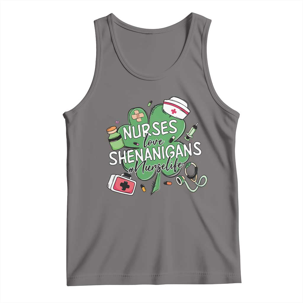 Funny St Patrick's Day Nurse Tank Top Nurses Love Shenanigans Nurse Life Shamrock