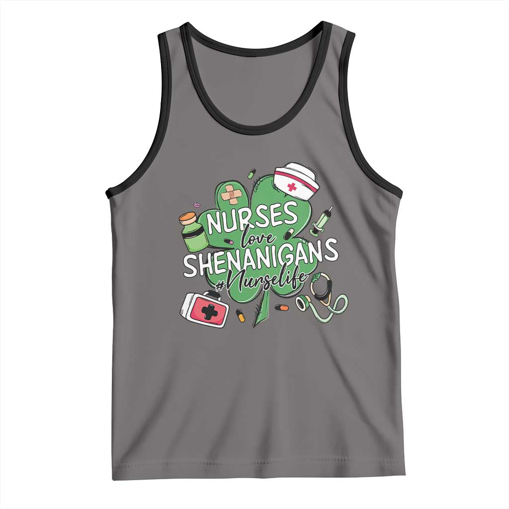 Funny St Patrick's Day Nurse Tank Top Nurses Love Shenanigans Nurse Life Shamrock