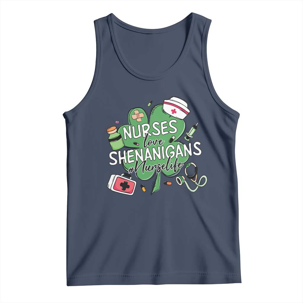 Funny St Patrick's Day Nurse Tank Top Nurses Love Shenanigans Nurse Life Shamrock