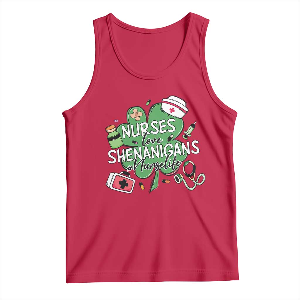 Funny St Patrick's Day Nurse Tank Top Nurses Love Shenanigans Nurse Life Shamrock