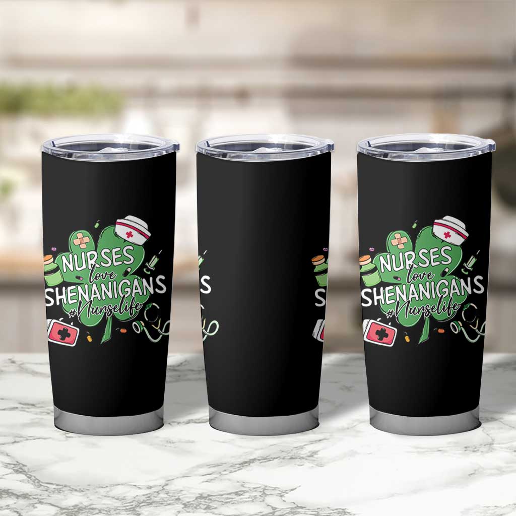 Funny St Patrick's Day Nurse Tumbler Cup Nurses Love Shenanigans Nurse Life Shamrock