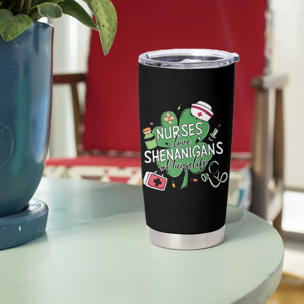 Funny St Patrick's Day Nurse Tumbler Cup Nurses Love Shenanigans Nurse Life Shamrock