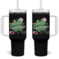 Funny St Patrick's Day Nurse Tumbler With Handle Nurses Love Shenanigans Nurse Life Shamrock