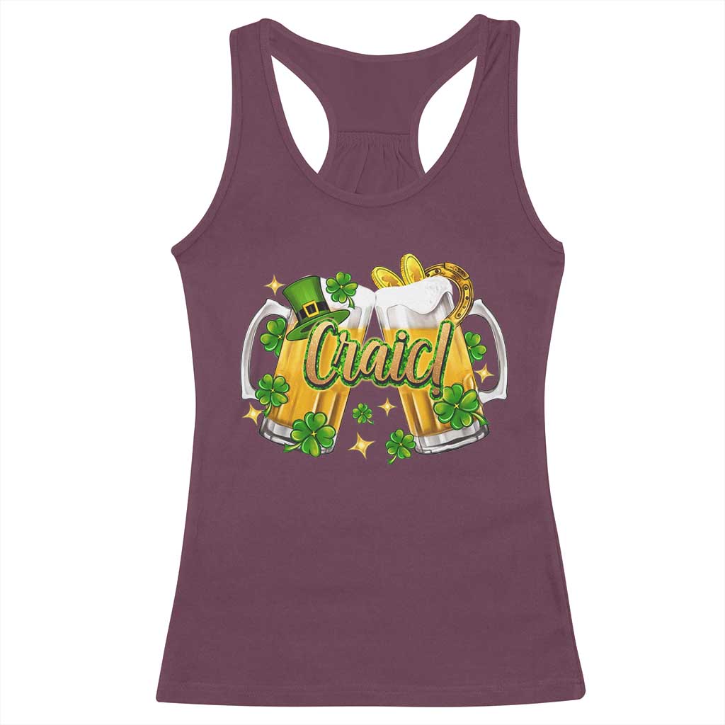 Funny St Patrick's Day Irish Beer Drinking Craic Racerback Tank Top
